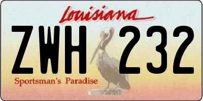 LA license plate ZWH232