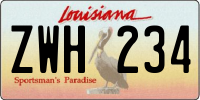 LA license plate ZWH234