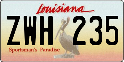 LA license plate ZWH235