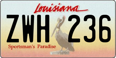 LA license plate ZWH236