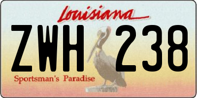 LA license plate ZWH238