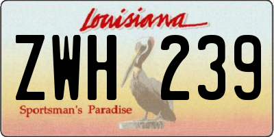 LA license plate ZWH239