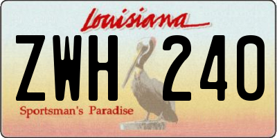 LA license plate ZWH240