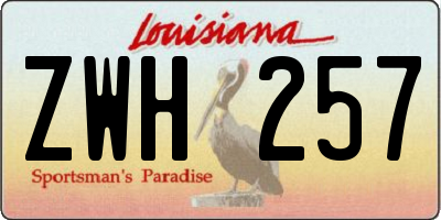 LA license plate ZWH257