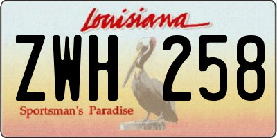 LA license plate ZWH258