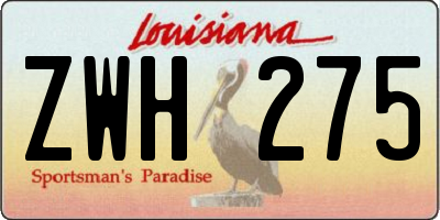 LA license plate ZWH275