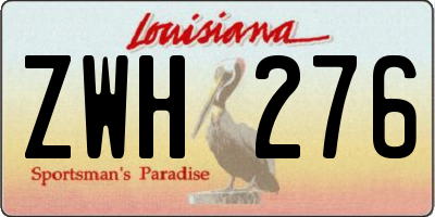 LA license plate ZWH276