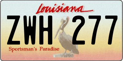 LA license plate ZWH277