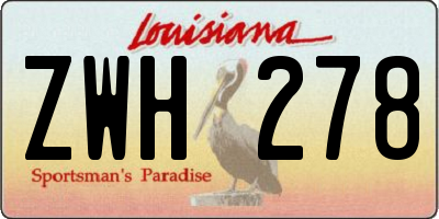 LA license plate ZWH278