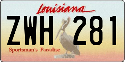 LA license plate ZWH281