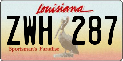 LA license plate ZWH287