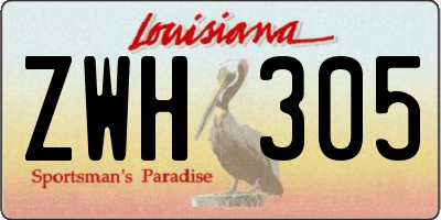 LA license plate ZWH305