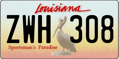 LA license plate ZWH308