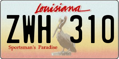 LA license plate ZWH310