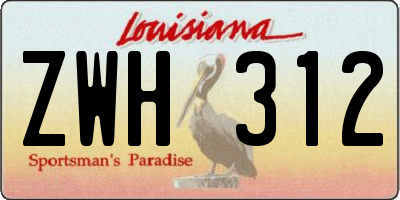 LA license plate ZWH312