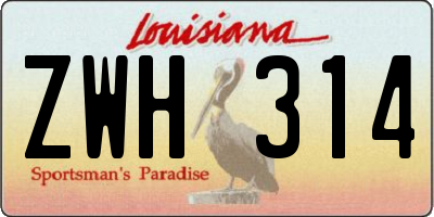LA license plate ZWH314