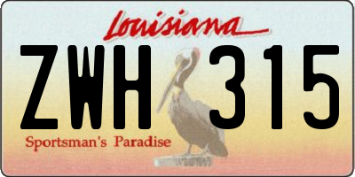 LA license plate ZWH315