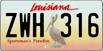 LA license plate ZWH316