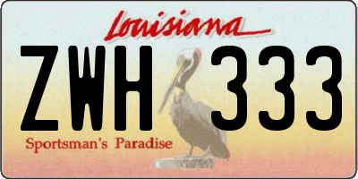 LA license plate ZWH333