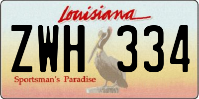 LA license plate ZWH334