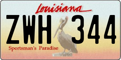 LA license plate ZWH344