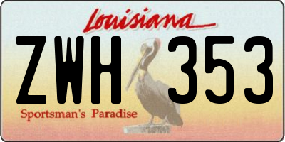 LA license plate ZWH353