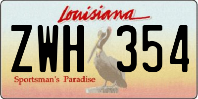 LA license plate ZWH354