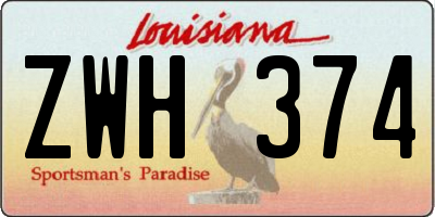 LA license plate ZWH374