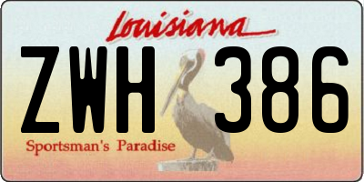 LA license plate ZWH386