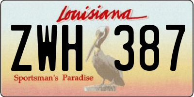 LA license plate ZWH387