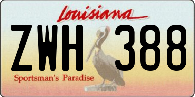 LA license plate ZWH388