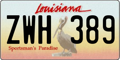 LA license plate ZWH389