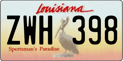 LA license plate ZWH398