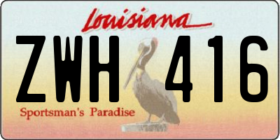 LA license plate ZWH416