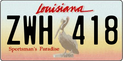 LA license plate ZWH418