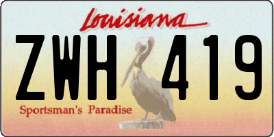 LA license plate ZWH419