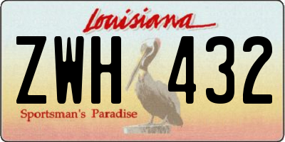 LA license plate ZWH432