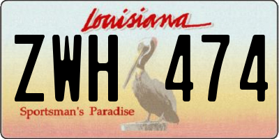 LA license plate ZWH474