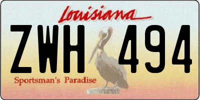 LA license plate ZWH494