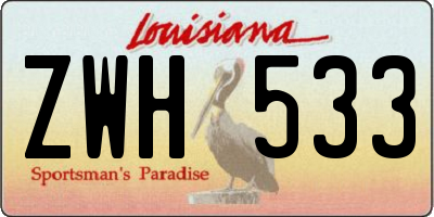 LA license plate ZWH533