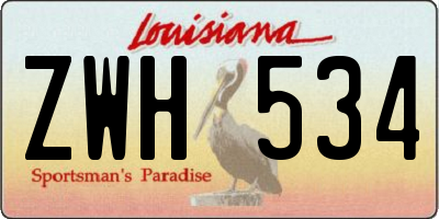 LA license plate ZWH534