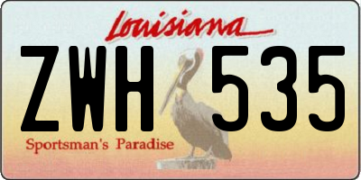 LA license plate ZWH535