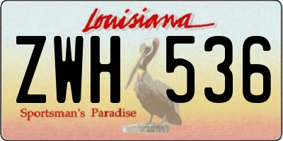LA license plate ZWH536