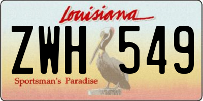 LA license plate ZWH549
