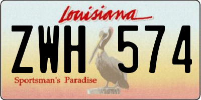 LA license plate ZWH574