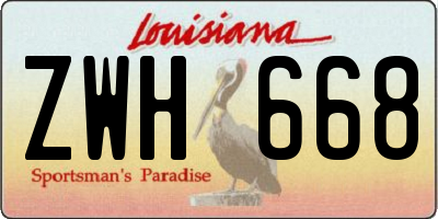 LA license plate ZWH668