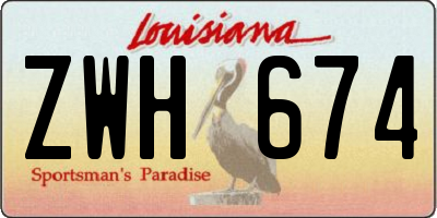 LA license plate ZWH674