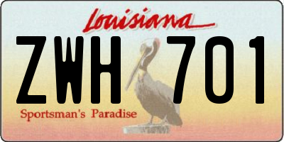 LA license plate ZWH701
