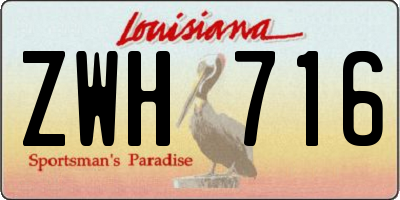 LA license plate ZWH716