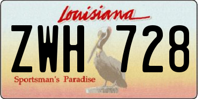 LA license plate ZWH728